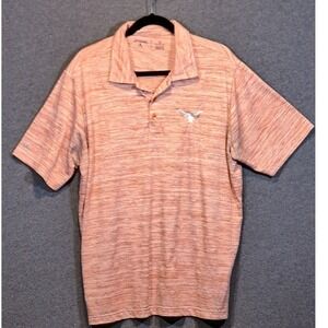 Antigua Texas Longhorns Mens XL Polo Shirt Orange White Space Dye Heathered Logo